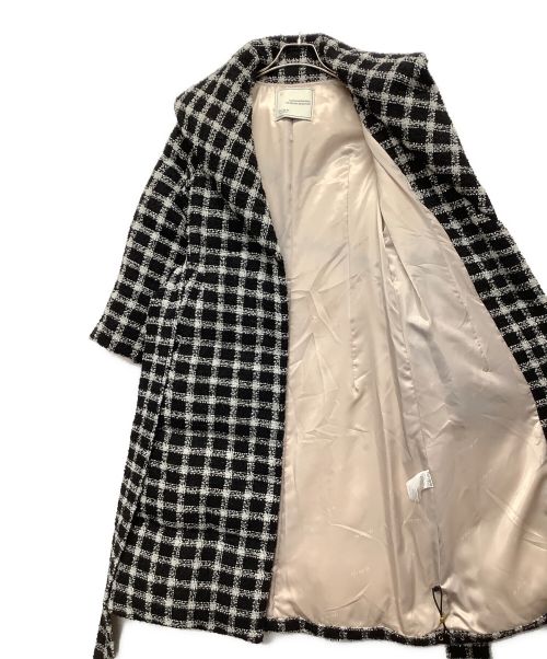 HER LIP TO（ハーリップトゥ）HER LIP TO (ハーリップトゥ) Loop Yarn Tweed Belted Down Coat ブラック×ホワイト サイズ:S 未使用品の古着・服飾アイテム