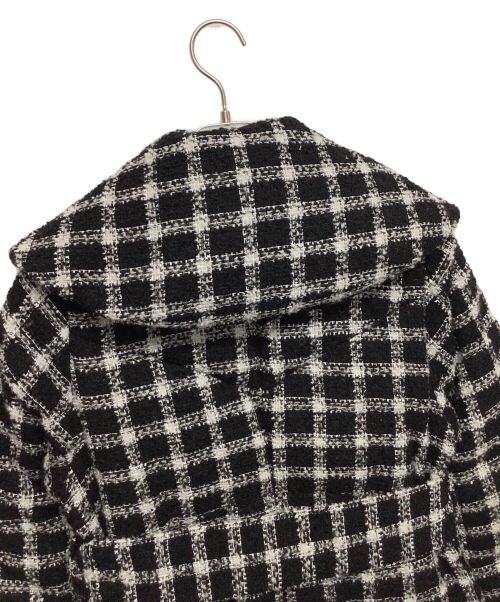 HER LIP TO（ハーリップトゥ）HER LIP TO (ハーリップトゥ) Loop Yarn Tweed Belted Down Coat ブラック×ホワイト サイズ:S 未使用品の古着・服飾アイテム