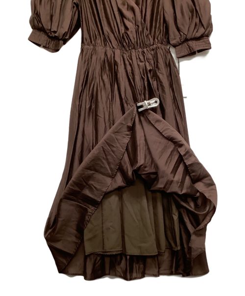 HER LIP TO（ハーリップトゥ）HER LIP TO (ハーリップトゥ) Airy Volume Sleeve Dress ブラウン サイズ:Sサイズ 未使用品の古着・服飾アイテム