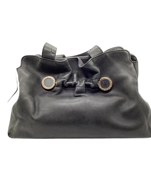 BVLGARI（ブルガリ）BVLGARI (ブルガリ) レザーショルダーバッグ ブラックの古着・服飾アイテム