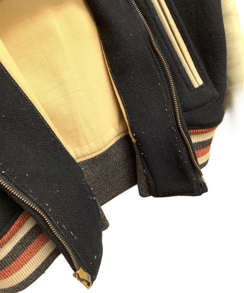 STYLE EYES（スタイルアイズ）STYLE EYES (スタイルアイズ) ウール レザー スタジャン ブラック×ベージュ サイズ:40の古着・服飾アイテム