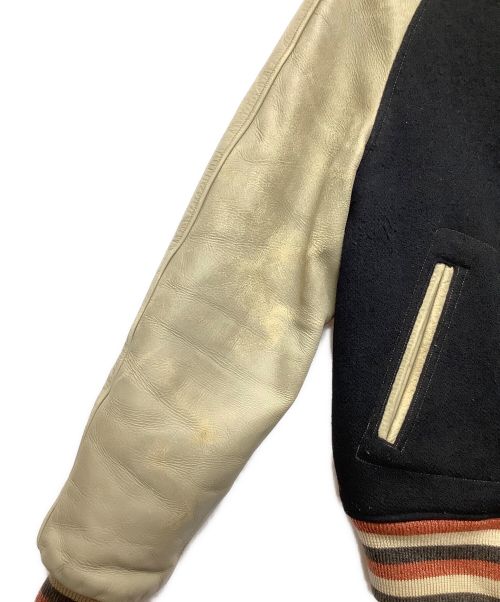 STYLE EYES（スタイルアイズ）STYLE EYES (スタイルアイズ) ウール レザー スタジャン ブラック×ベージュ サイズ:40の古着・服飾アイテム