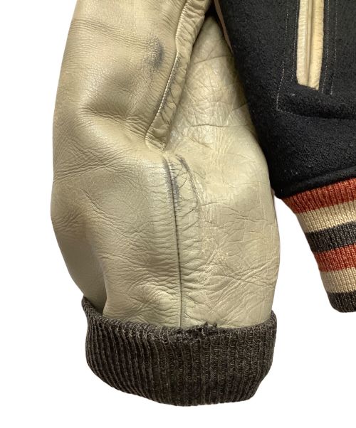 STYLE EYES（スタイルアイズ）STYLE EYES (スタイルアイズ) ウール レザー スタジャン ブラック×ベージュ サイズ:40の古着・服飾アイテム