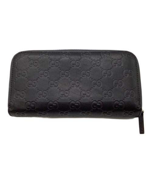 GUCCI（グッチ）GUCCI (グッチ) ラウンドファスナーウォレット ブラックの古着・服飾アイテム