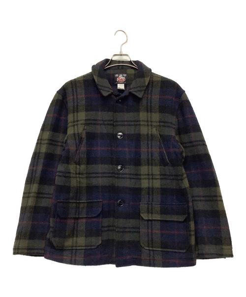 JOHNSON WOOLEN MILLS（ジョンソンウーレンミルズ）JOHNSON WOOLEN MILLS (ジョンソンウーレンミルズ) ウールカバーオール カーキ×ネイビー サイズ:Lの古着・服飾アイテム