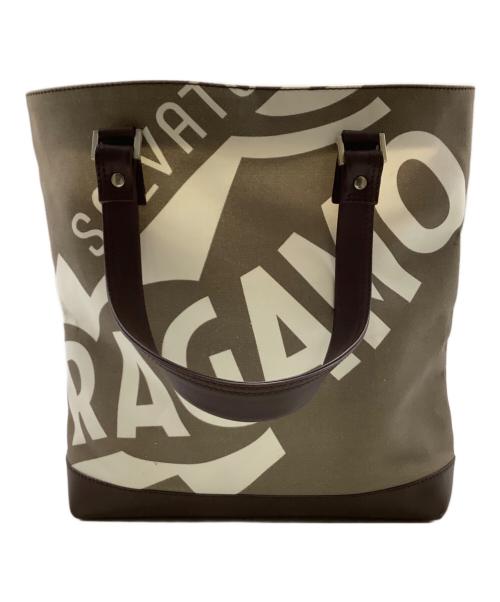 Salvatore Ferragamo（サルヴァトーレ フェラガモ）Salvatore Ferragamo (サルヴァトーレ フェラガモ) ロゴトートバッグ ブラウンの古着・服飾アイテム