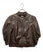 MIU MIUミュウミュウ）の古着「5分袖レザージャケット」｜ブラウン