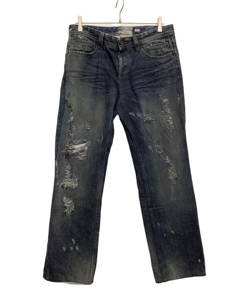 DOLCE & GABBANA（ドルチェ＆ガッバーナ）DOLCE & GABBANA (ドルチェ＆ガッバーナ) ダメージデニムパンツ ブルー サイズ:32の古着・服飾アイテム