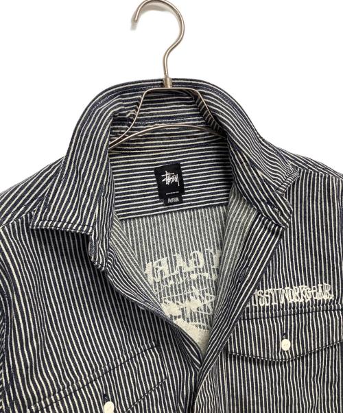 stussy（ステューシー）stussy (ステューシー) ワークシャツ ブラック×ホワイト サイズ:Mの古着・服飾アイテム