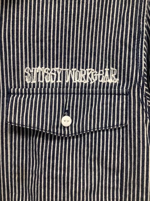 stussy（ステューシー）stussy (ステューシー) ワークシャツ ブラック×ホワイト サイズ:Mの古着・服飾アイテム