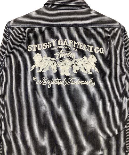 stussy（ステューシー）stussy (ステューシー) ワークシャツ ブラック×ホワイト サイズ:Mの古着・服飾アイテム