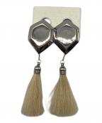 TOGA PULLAトーガ プルラ）の古着「フリンジイヤリング」｜シルバー×ベージュ