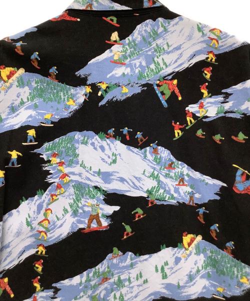 PAPAS（パパス）PAPAS (パパス) 総柄シャツ ブラック×ブルー サイズ:Lの古着・服飾アイテム