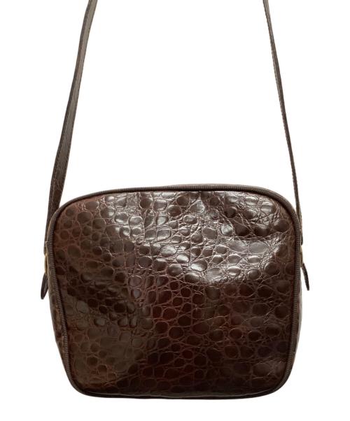 Salvatore Ferragamo（サルヴァトーレ フェラガモ）Salvatore Ferragamo (サルヴァトーレ フェラガモ) 型押しショルダーバッグ ブラウンの古着・服飾アイテム