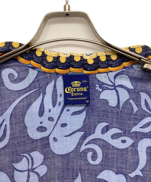 CORONA（コロナ）CORONA (コロナ) オープンカラーシャツ ブルー×イエロー サイズ:XLの古着・服飾アイテム