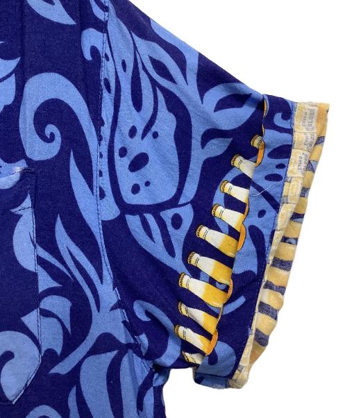 CORONA（コロナ）CORONA (コロナ) オープンカラーシャツ ブルー×イエロー サイズ:XLの古着・服飾アイテム