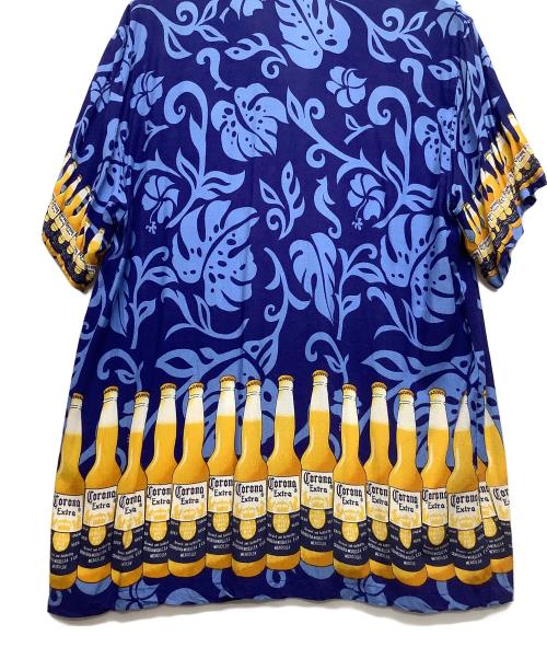 CORONA（コロナ）CORONA (コロナ) オープンカラーシャツ ブルー×イエロー サイズ:XLの古着・服飾アイテム