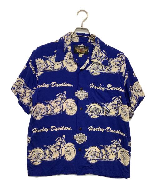 HARLEY-DAVIDSON（ハーレーダビッドソン）HARLEY-DAVIDSON (ハーレーダビッドソン) アロハシャツ ブルー サイズ:Mの古着・服飾アイテム