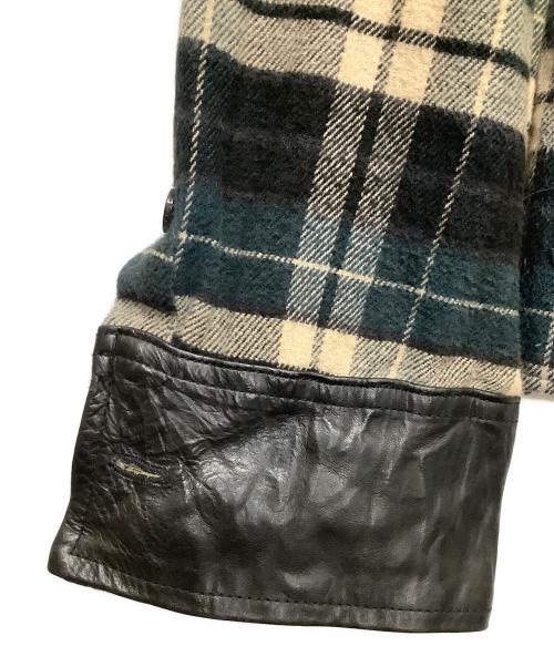 ISAMU KATAYAMA BACKLASH（イサムカタヤマ・バックラッシュ）ISAMU KATAYAMA BACKLASH (イサムカタヤマ・バックラッシュ) レザー切替ウェスタンシャツ グリーン サイズ:Mの古着・服飾アイテム