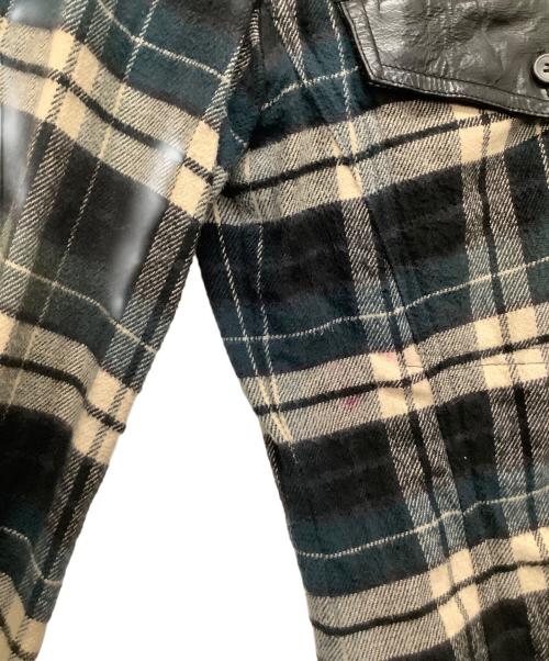 ISAMU KATAYAMA BACKLASH（イサムカタヤマ・バックラッシュ）ISAMU KATAYAMA BACKLASH (イサムカタヤマ・バックラッシュ) レザー切替ウェスタンシャツ グリーン サイズ:Mの古着・服飾アイテム