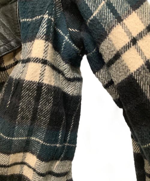 ISAMU KATAYAMA BACKLASH（イサムカタヤマ・バックラッシュ）ISAMU KATAYAMA BACKLASH (イサムカタヤマ・バックラッシュ) レザー切替ウェスタンシャツ グリーン サイズ:Mの古着・服飾アイテム