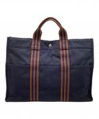 HERMESエルメス）の古着「フールトゥGM」｜ネイビー×ブラウン