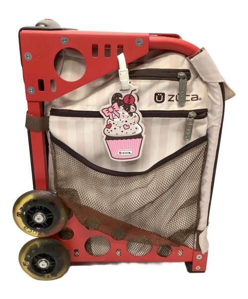 ZUCA（ズーカ）ZUCA (ズーカ) 座れるキャリーバッグ レッド×ベージュの古着・服飾アイテム