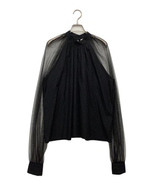 MSGM（エムエスジーエム）MSGM (エムエスジーエム) チュールスリーブブラウス ブラック サイズ:40の古着・服飾アイテム