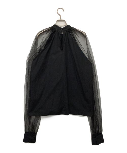 MSGM（エムエスジーエム）MSGM (エムエスジーエム) チュールスリーブブラウス ブラック サイズ:40の古着・服飾アイテム