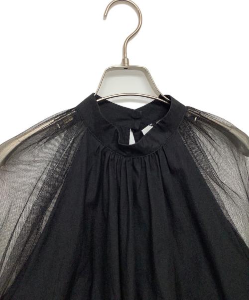 MSGM（エムエスジーエム）MSGM (エムエスジーエム) チュールスリーブブラウス ブラック サイズ:40の古着・服飾アイテム