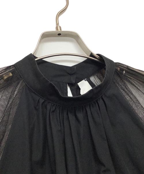 MSGM（エムエスジーエム）MSGM (エムエスジーエム) チュールスリーブブラウス ブラック サイズ:40の古着・服飾アイテム