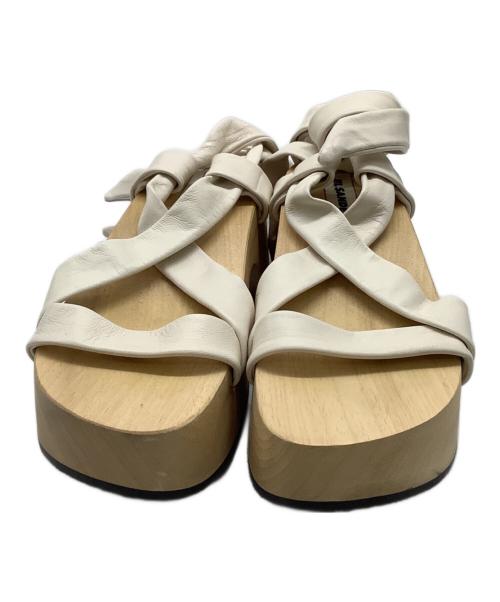 JIL SANDER（ジルサンダー）JIL SANDER (ジルサンダー) ウッドサンダル ナチュラル×ホワイト サイズ:36の古着・服飾アイテム