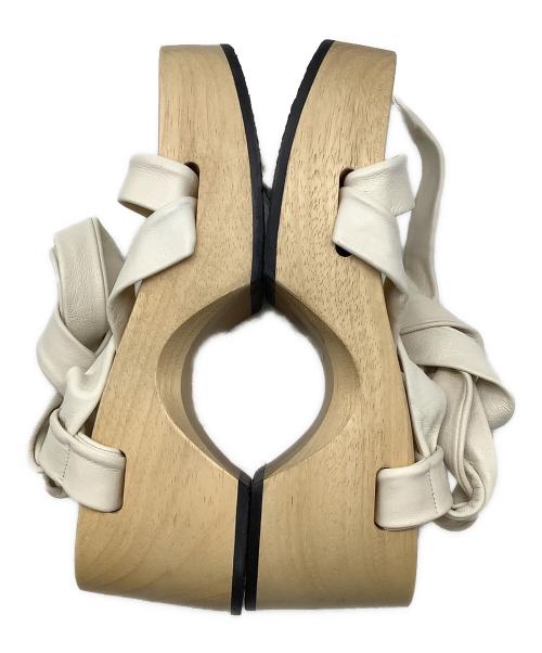 JIL SANDER（ジルサンダー）JIL SANDER (ジルサンダー) ウッドサンダル ナチュラル×ホワイト サイズ:36の古着・服飾アイテム