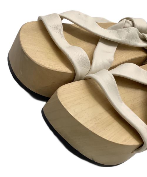 JIL SANDER（ジルサンダー）JIL SANDER (ジルサンダー) ウッドサンダル ナチュラル×ホワイト サイズ:36の古着・服飾アイテム