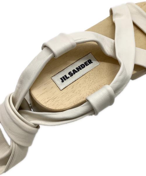 JIL SANDER（ジルサンダー）JIL SANDER (ジルサンダー) ウッドサンダル ナチュラル×ホワイト サイズ:36の古着・服飾アイテム