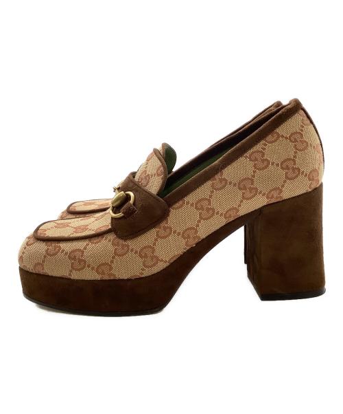 GUCCI（グッチ）GUCCI (グッチ) ローファーパンプス ブラウン サイズ:37 1/2の古着・服飾アイテム