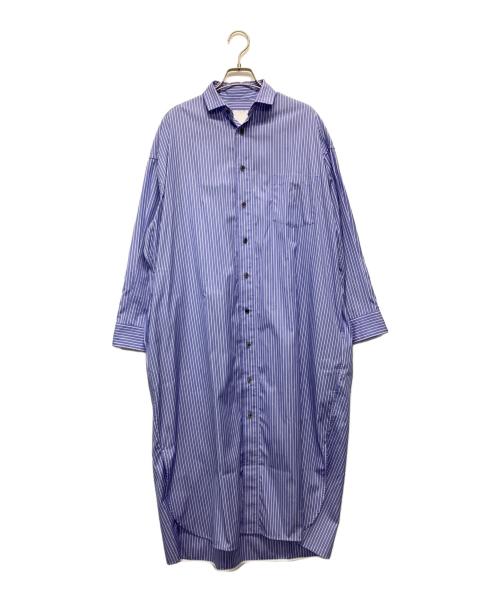 ticca（ティッカ）ticca (ティッカ) スクエアビッグシャツワンピース ブルー×ホワイト サイズ:Fの古着・服飾アイテム