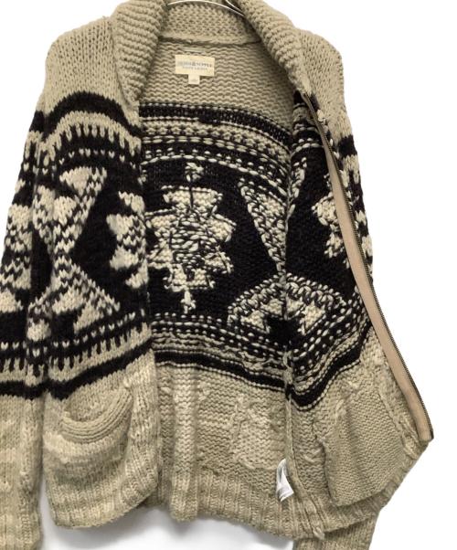 RALPH LAUREN（ラルフローレン）RALPH LAUREN (ラルフローレン) ニットジャケット ベージュ×ブラウン サイズ:Mの古着・服飾アイテム