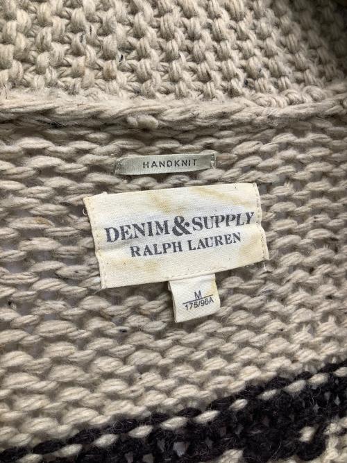 RALPH LAUREN（ラルフローレン）RALPH LAUREN (ラルフローレン) ニットジャケット ベージュ×ブラウン サイズ:Mの古着・服飾アイテム