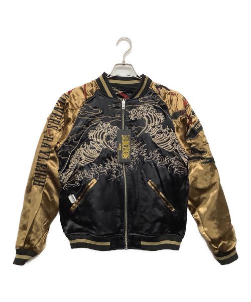 ONE PIECE（ワンピース）ONE PIECE (ワンピース) 絡繰魂 (カラクリダマシイ) スカジャン ブラック×ブラウン サイズ:S 未使用品の古着・服飾アイテム