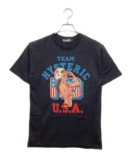 PLAY BOY（プレイボーイ）PLAY BOY (プレイボーイ) Hysteric Glamour (ヒステリックグラマー) 半袖Tシャツ ブラック サイズ:XSサイズの古着・服飾アイテム