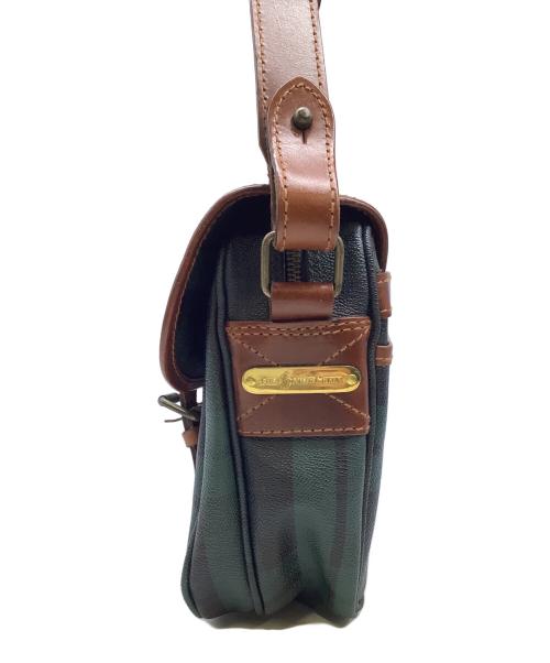 POLO RALPH LAUREN（ポロ・ラルフローレン）POLO RALPH LAUREN (ポロ・ラルフローレン) レザーショルダーバッグ グリーン×ブラウンの古着・服飾アイテム