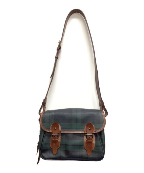 POLO RALPH LAUREN（ポロ・ラルフローレン）POLO RALPH LAUREN (ポロ・ラルフローレン) レザーショルダーバッグ グリーン×ブラウンの古着・服飾アイテム