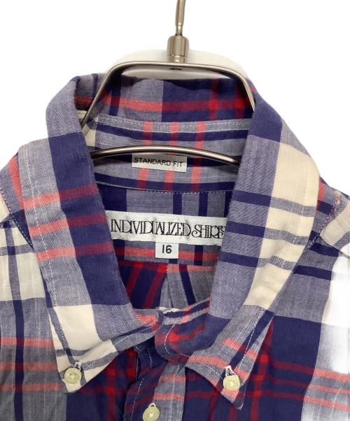 INDIVIDUALIZED SHIRTS（インディビジュアライズドシャツ）INDIVIDUALIZED SHIRTS (インディビジュアライズドシャツ) 半袖シャツ ネイビー×ホワイト サイズ:16の古着・服飾アイテム