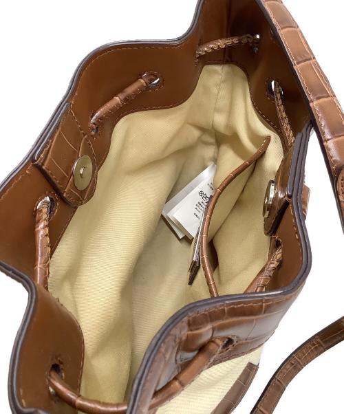 LAUREN RALPH LAUREN（ローレンラルフローレン）LAUREN RALPH LAUREN (ローレンラルフローレン) 巾着ショルダーバッグ アイボリー×ブラウンの古着・服飾アイテム