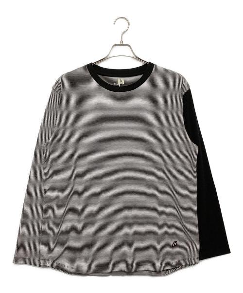 β（ベータ）β (ベータ) 長袖カットソー ブラック×ホワイト サイズ:Lの古着・服飾アイテム