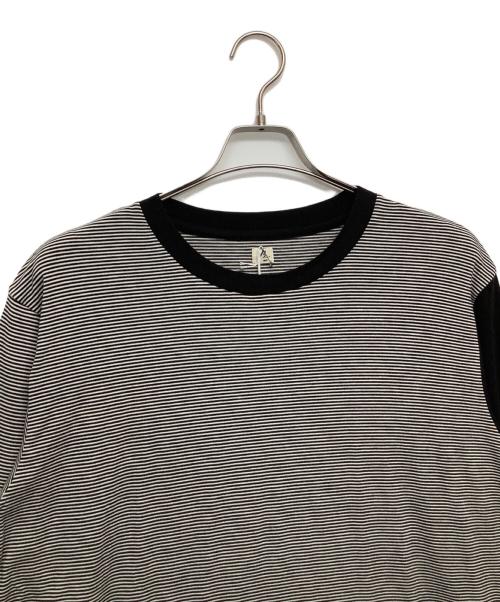 β（ベータ）β (ベータ) 長袖カットソー ブラック×ホワイト サイズ:Lの古着・服飾アイテム