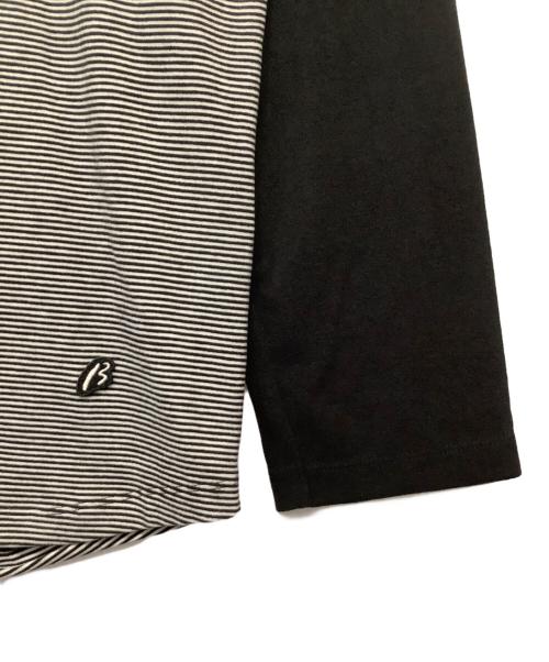 β（ベータ）β (ベータ) 長袖カットソー ブラック×ホワイト サイズ:Lの古着・服飾アイテム