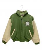 DEMOBデモア）の古着「フード付スタジャン」｜グリーン×ベージュ
