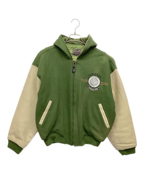 DEMOB（デモア）DEMOB (デモア) フード付スタジャン グリーン×ベージュ サイズ:フリーの古着・服飾アイテム